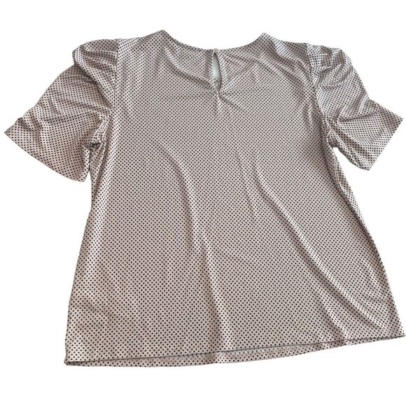 Adrianna Papell Large Pink Polka Dot Blouse Ruffle Sleeve Top - Picture 3 of 4